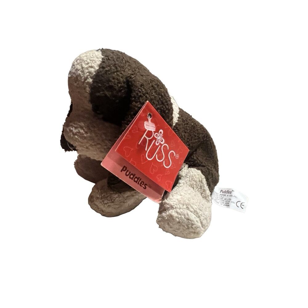 Russ Luv Pets Puddles Plush Puppy Dog Bean Bag Toy Mini 5" Brown Tan
